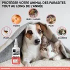 Protection continue contre les puces et les tiques adultes ainsi que les larves et oeufs de puces et de tiques