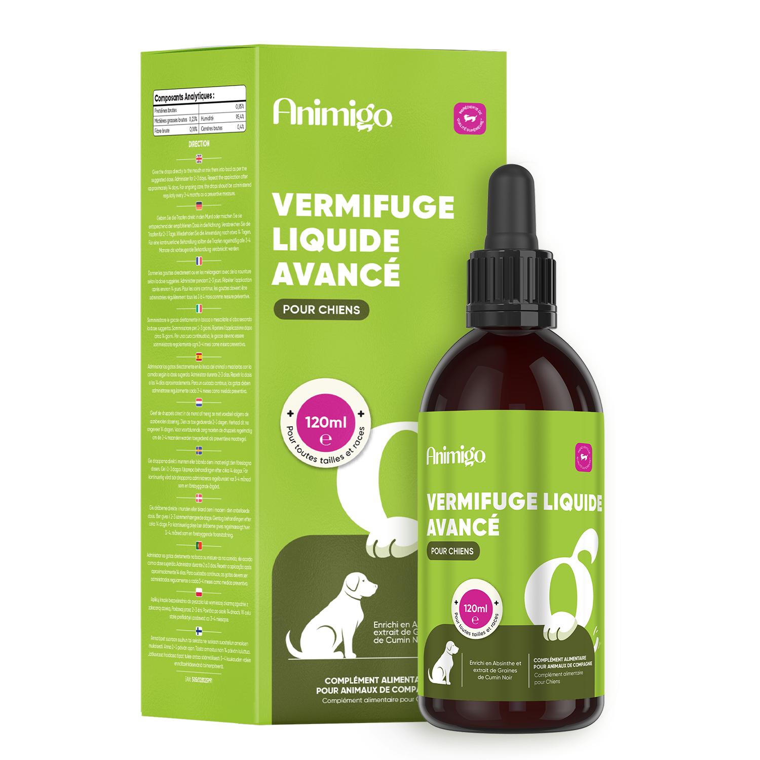 Vermifuge Liquide Avancé – Armoise 120ml – pour Chiens