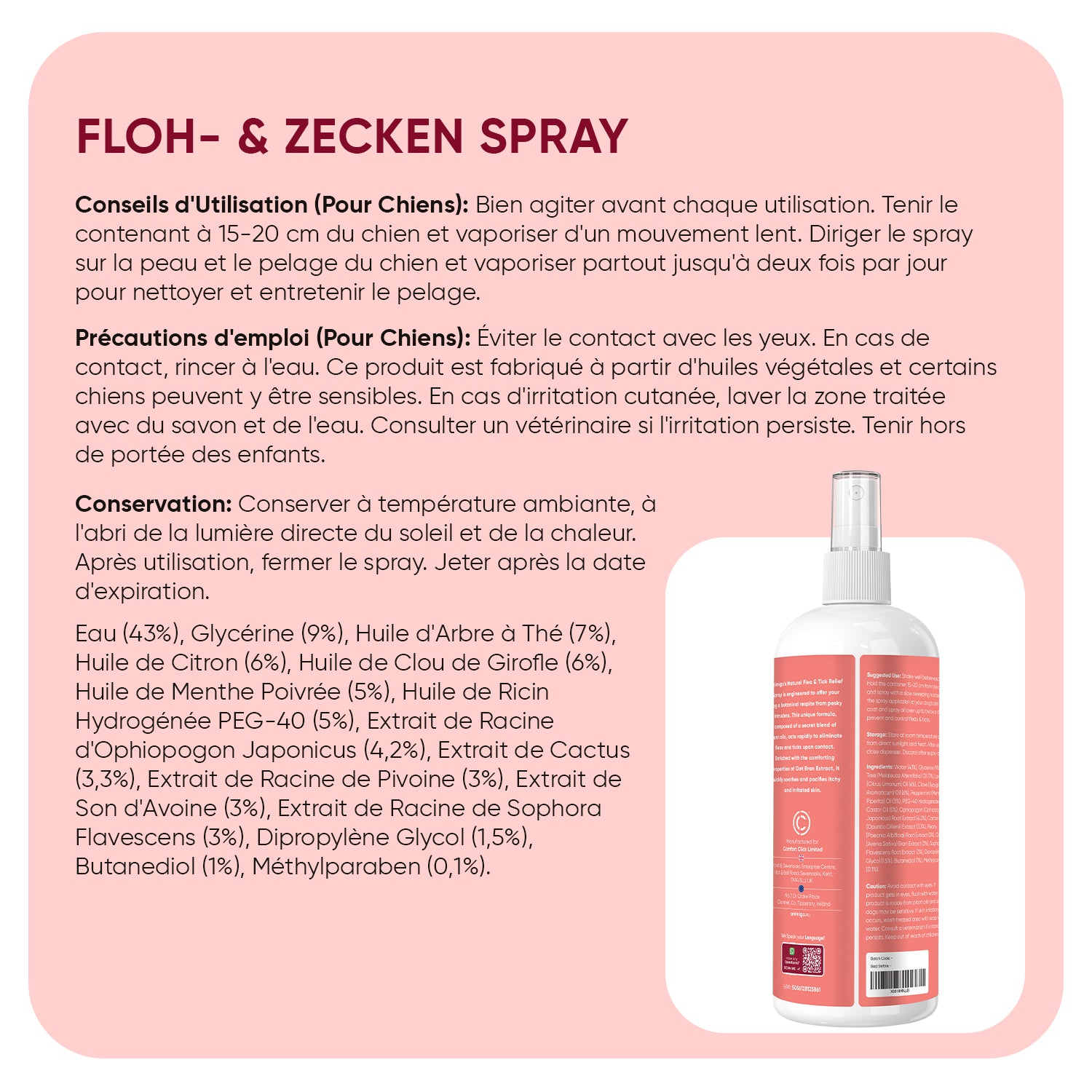 Spray anti-puces et anti-tiques pour chiens 500ml