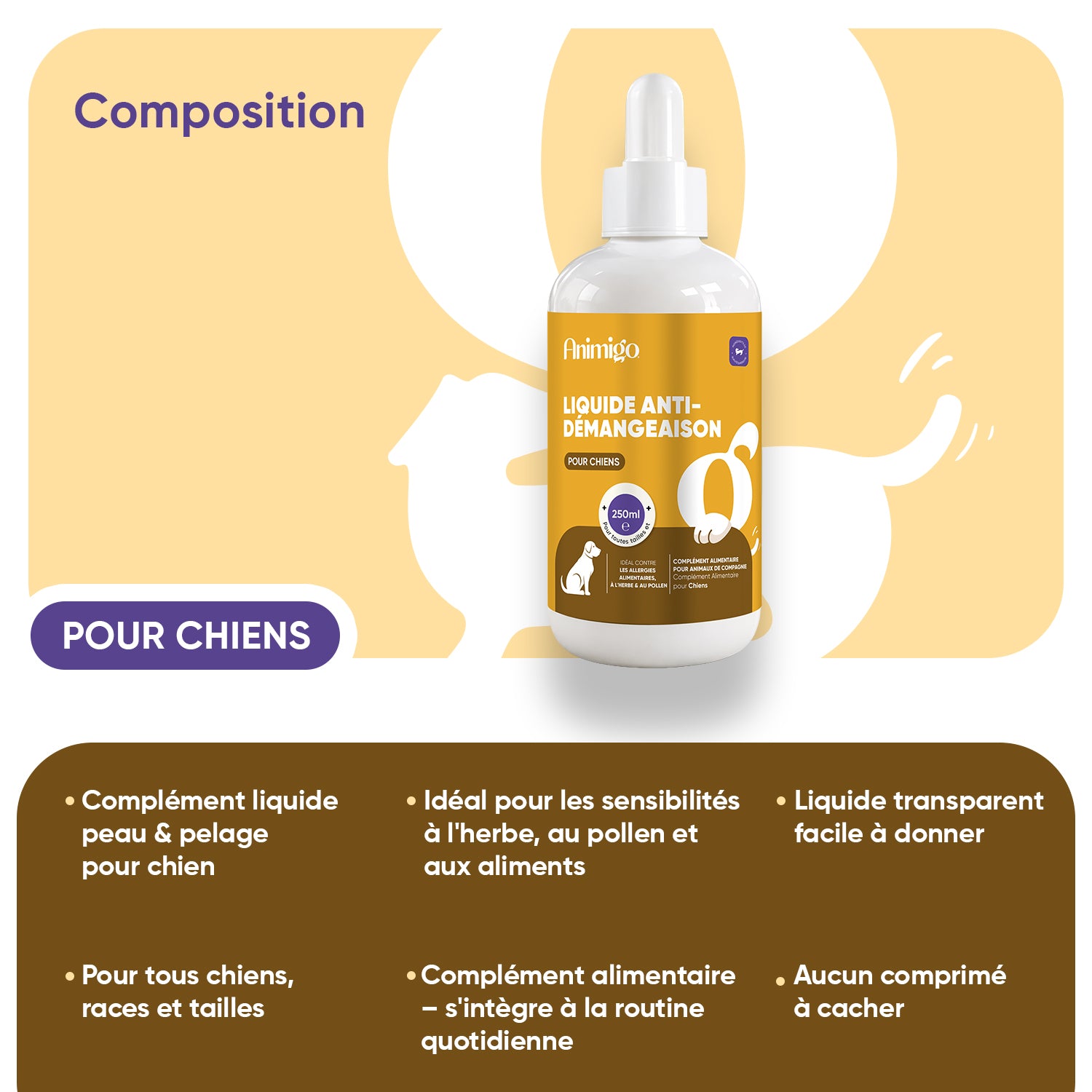 Anti-démangeaisons pour chiens 250 ml liquide
