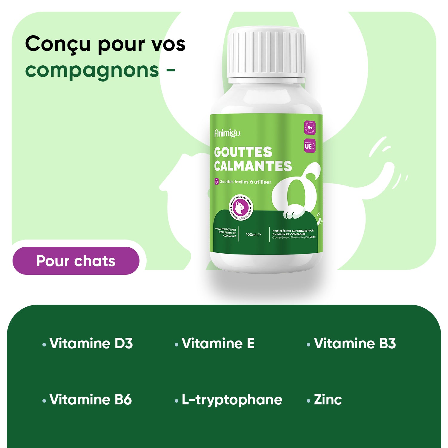 Animigo Gouttes Apaisantes pour Chats 100 ml