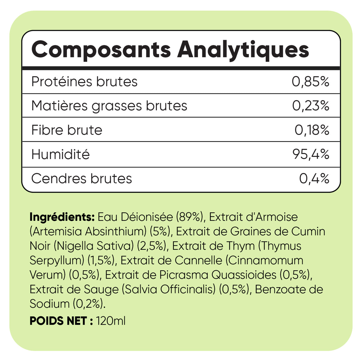 Armoise Avancée pour Chats 120ml Liquide
