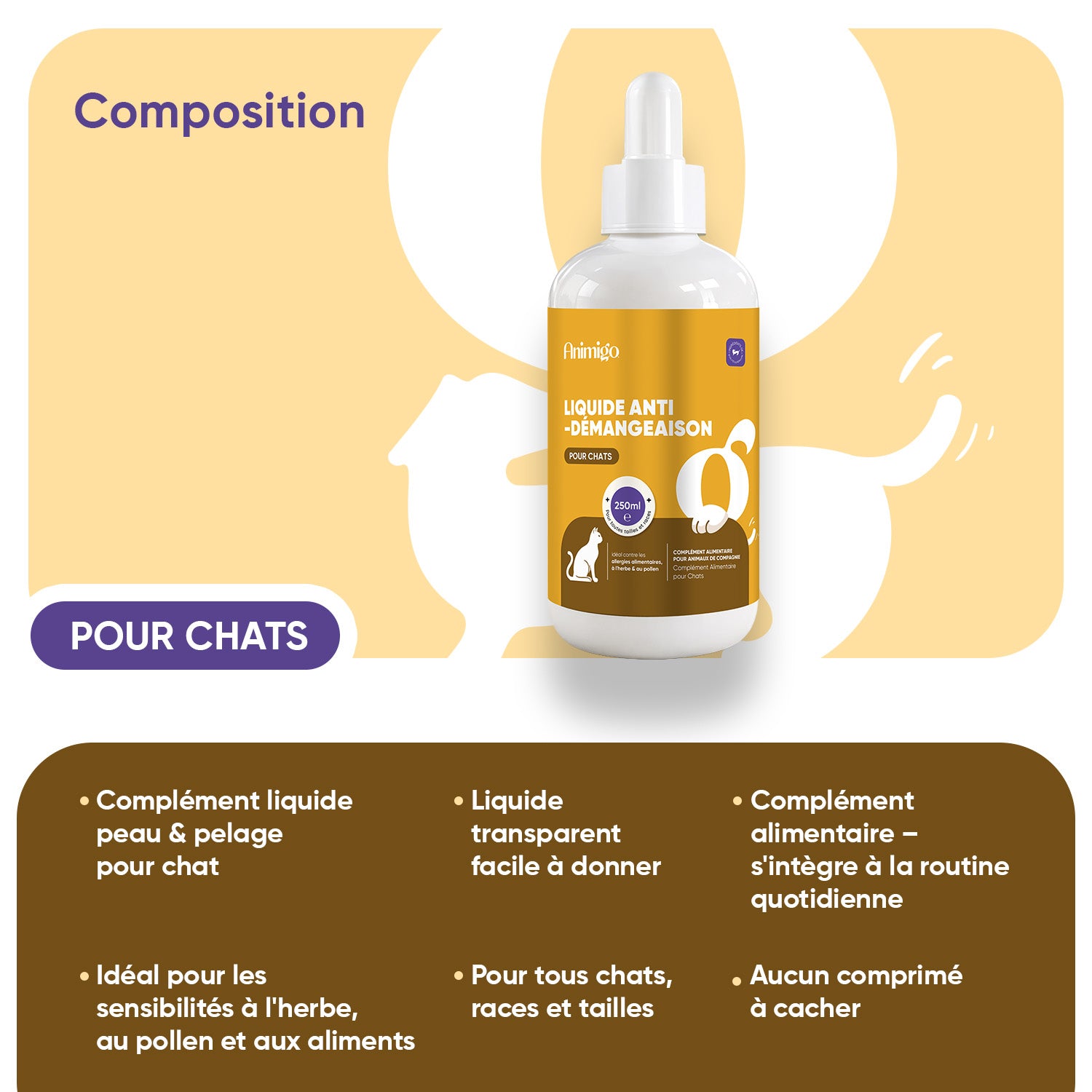 Soin Anti-Démangeaisons pour Chats Liquide 250ml
